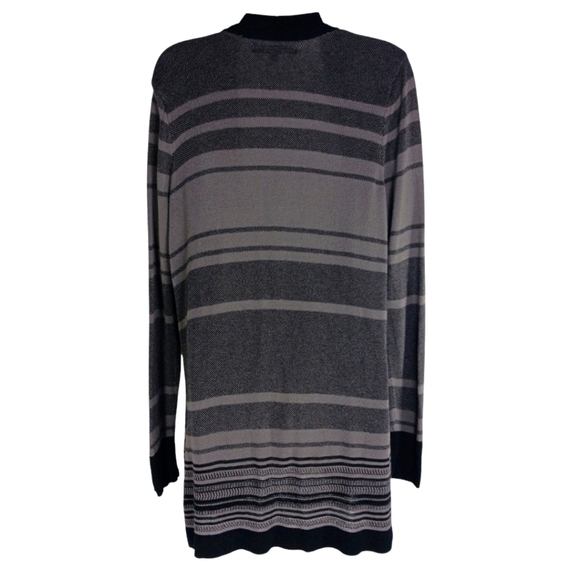 APT 9 Gray & Black Light Weight Long Sleeve Knit Striped Cardigan Sweater Large - Picture 5 of 8